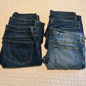 6 Pair Banana Republic Men's Blue Denim Jeans 36x32 (Six Pairs)